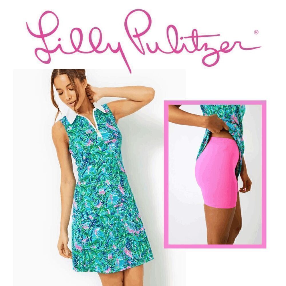 🏌️ LILLY PULITZER UPF 50+ Luxletic Silvia Dress with Pockets & Shorts XL NWT